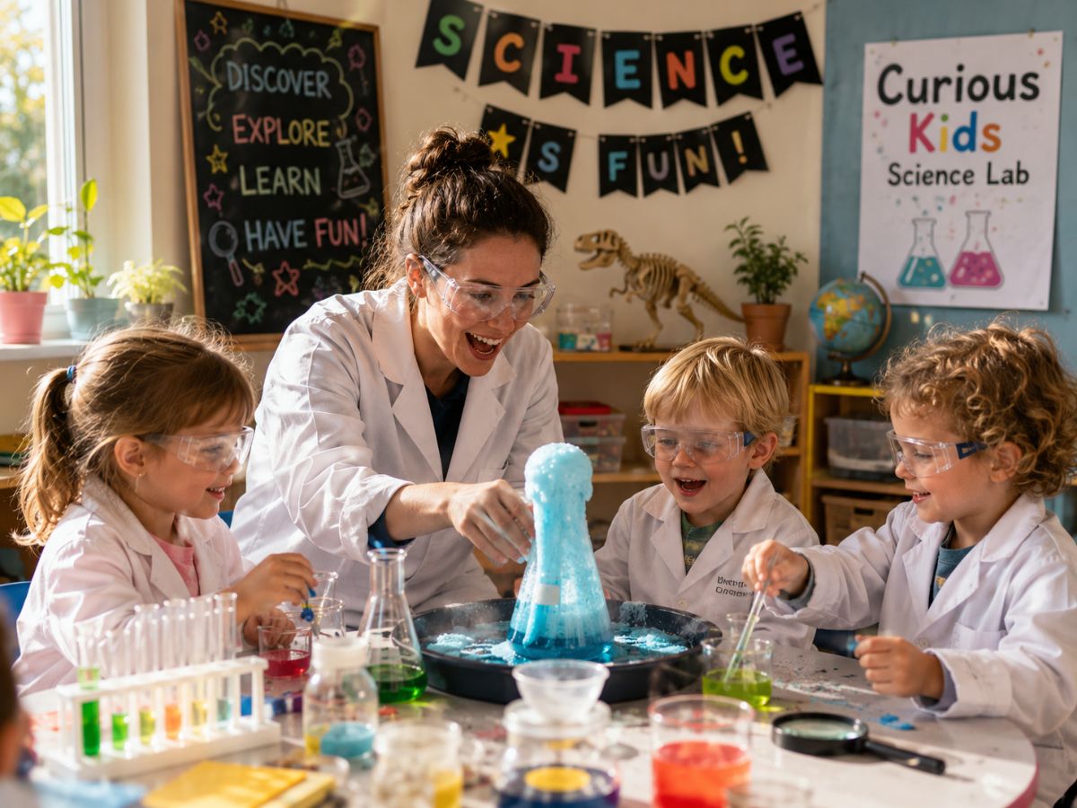 Toddler doing hands-on science activity at Joondalup Family Centre